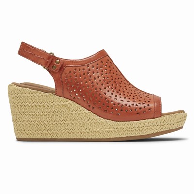 Cunhas Rockport Cobb Hill Erika Perforated Mulher Vermelhas PT-07864